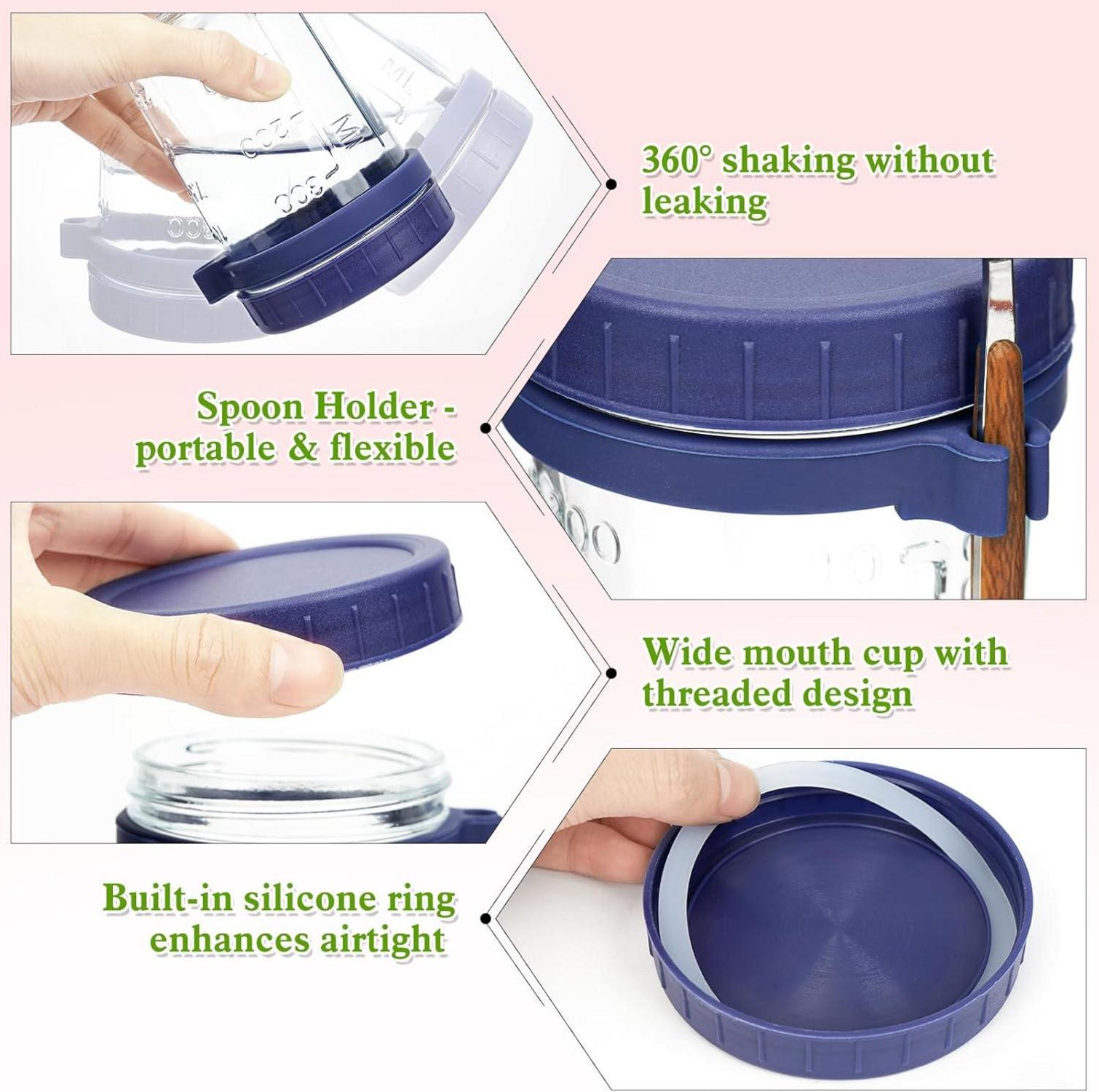 UHAPEER Gläser Set mit Löffel, 350ml Joghurtbehälter Sparpack