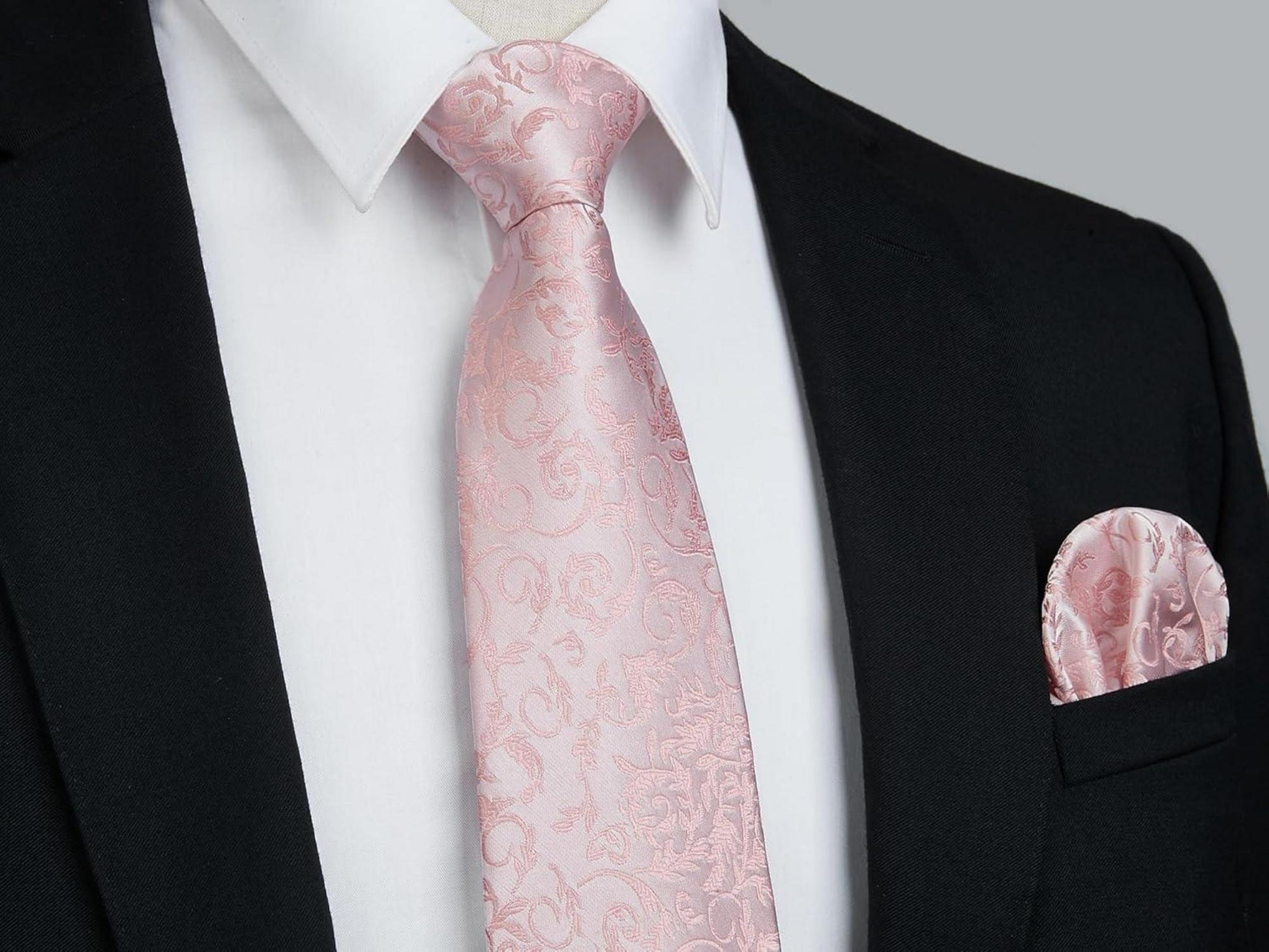 Einfarbiges Herren Krawatte und Einstecktuch Set für Hochzeit und