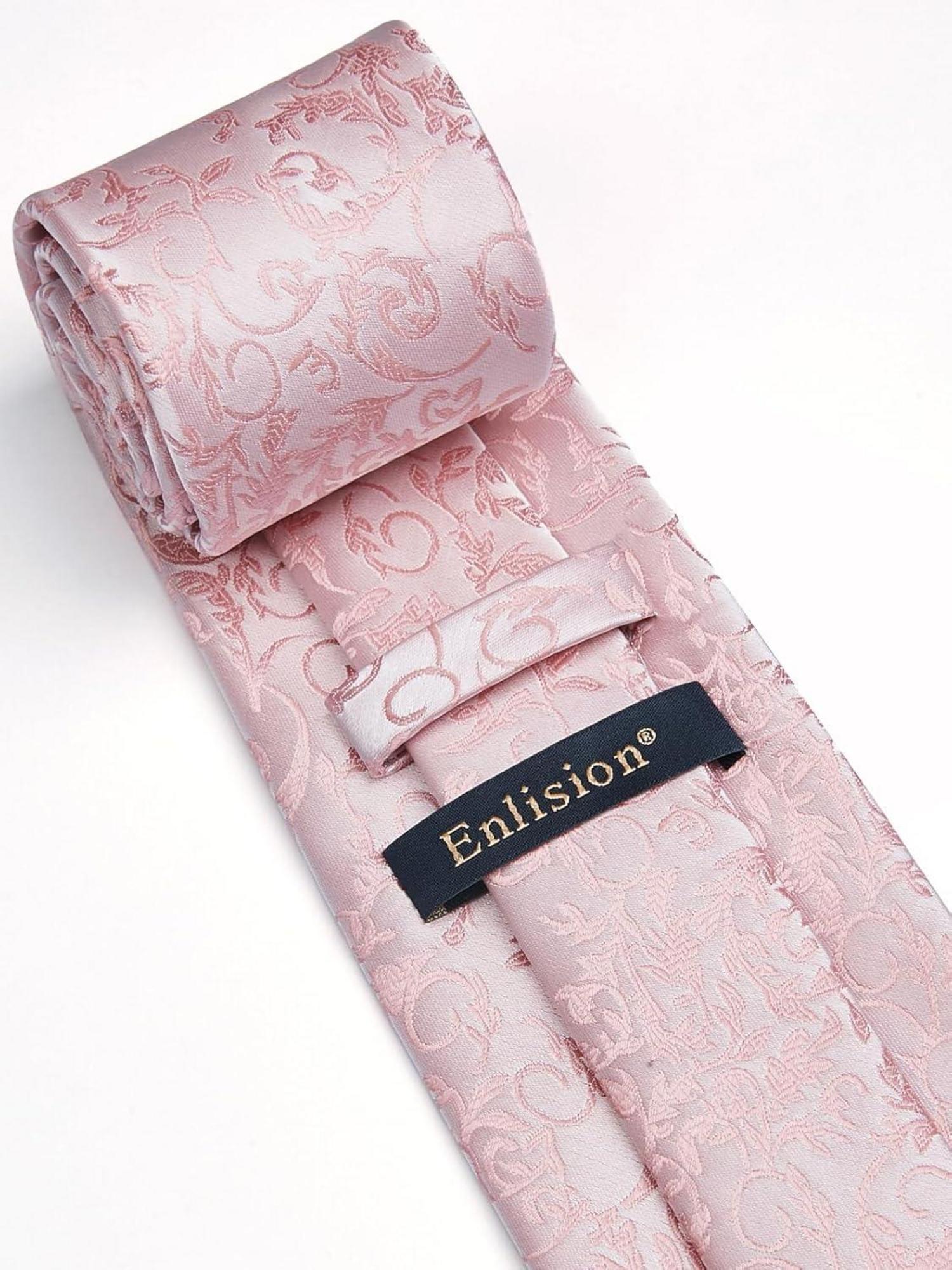 Herren Hochzeit Krawatte Einfarbig mit Einstecktuch Set Bady-Rosa
