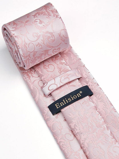 Herren Hochzeit Krawatte Einfarbig mit Einstecktuch Set Bady-Rosa