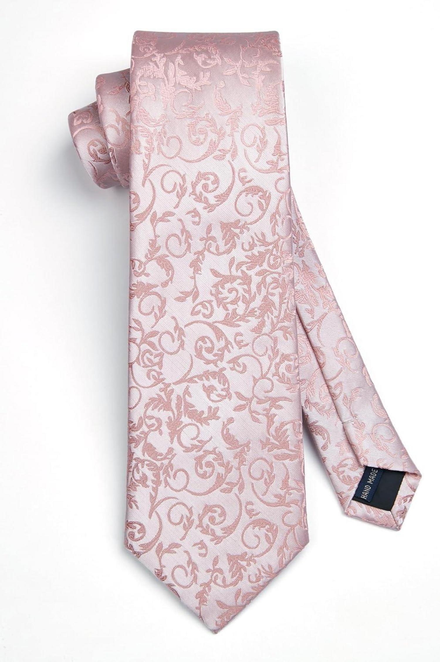 Enlision Herren Krawatte und Einstecktuch Set Hochzeit Formell Bady-Rosa