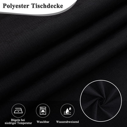 Runde Tischdecke Schwarz Leinenoptik 180cm – Abwaschbar & Kratzfest