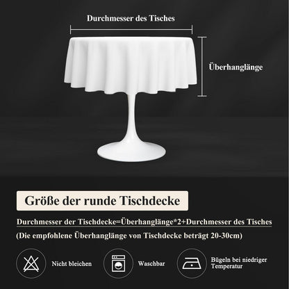 Runde Tischdecke Schwarz Leinenoptik 180cm – Abwaschbar & Kratzfest