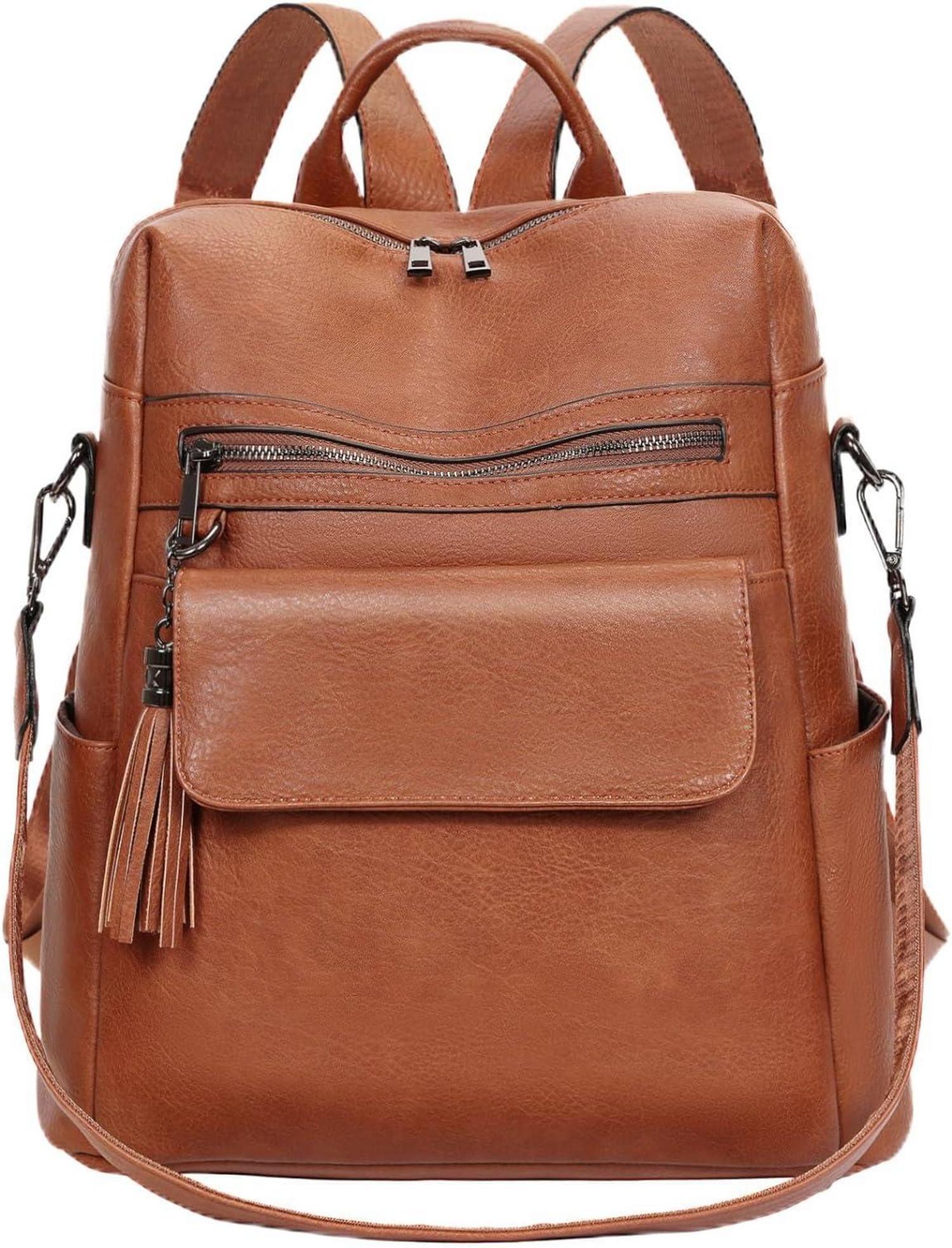 Schicker Lederrucksack Wasserdicht Braun 2in1