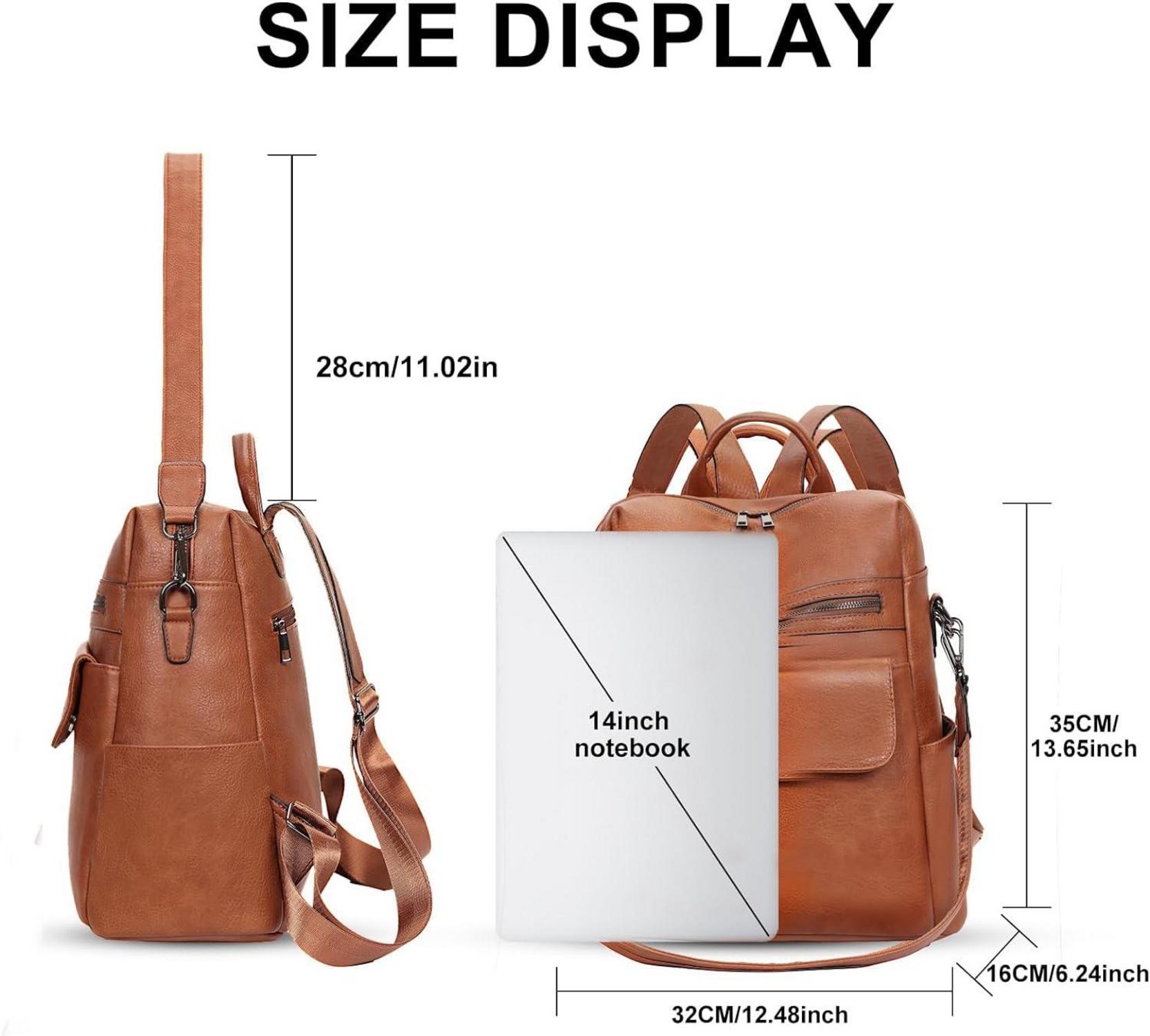 Rucksack Damen Cityrucksack Elegant Lederrucksack Braun