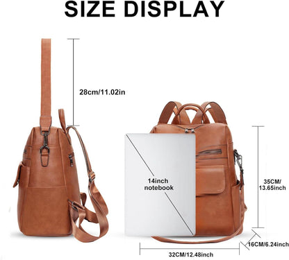 Rucksack Damen Cityrucksack Elegant Lederrucksack Braun