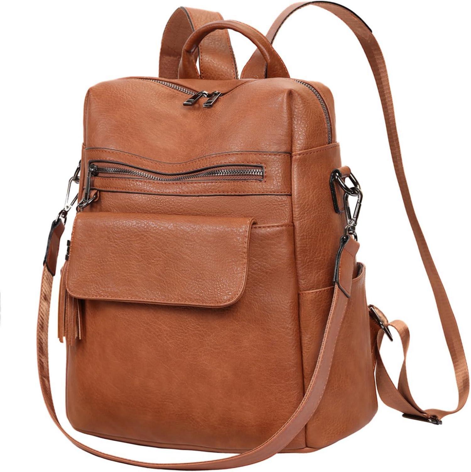 Leathario Damen Rucksack Cityrucksack Elegant Lederrucksack Wasserdicht