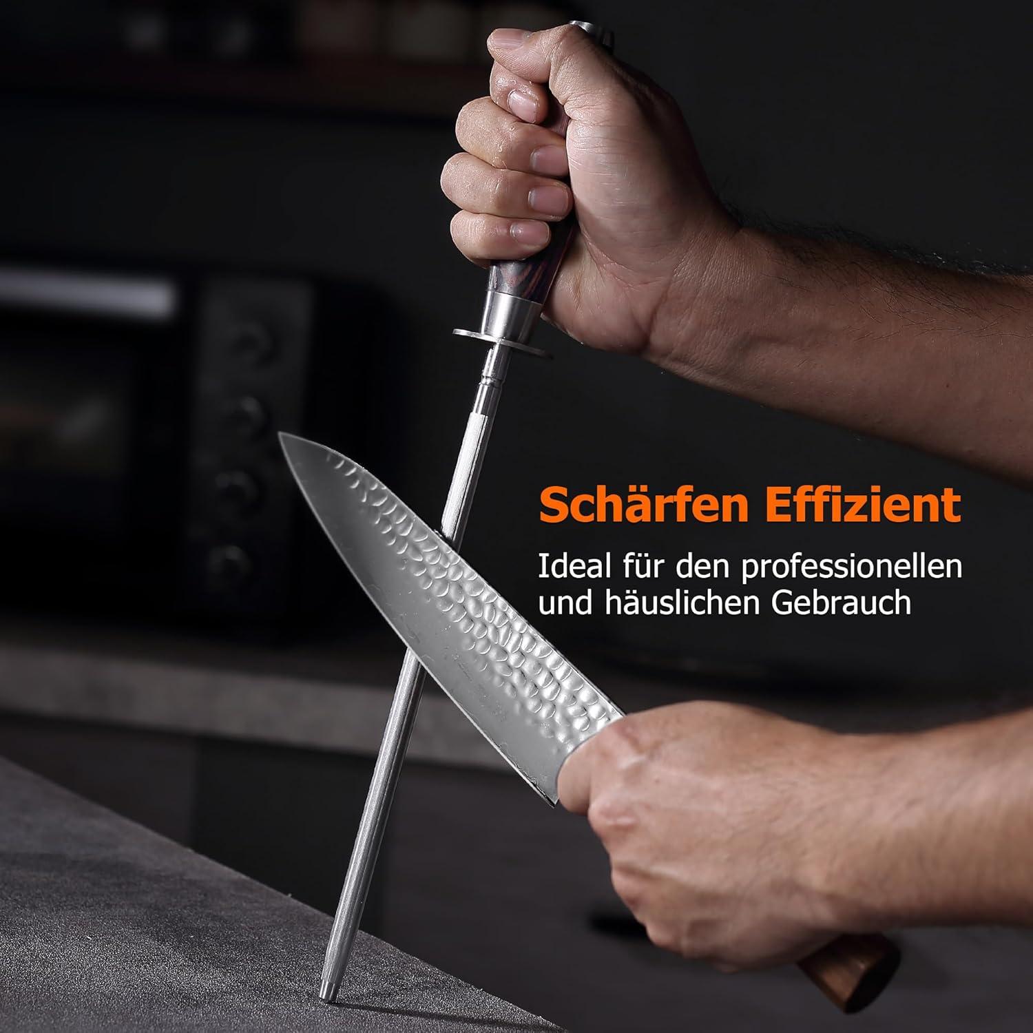 Wetzstahl Profi Messerschärfer gehärteter Spezialstahl mit Holzgriff