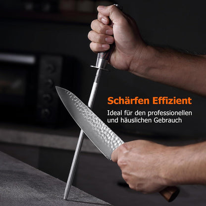 Wetzstahl Profi Messerschärfer gehärteter Spezialstahl mit Holzgriff