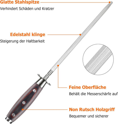 Profi Wetzstahl 25cm Premium Messerschärfer für lange Schärfe