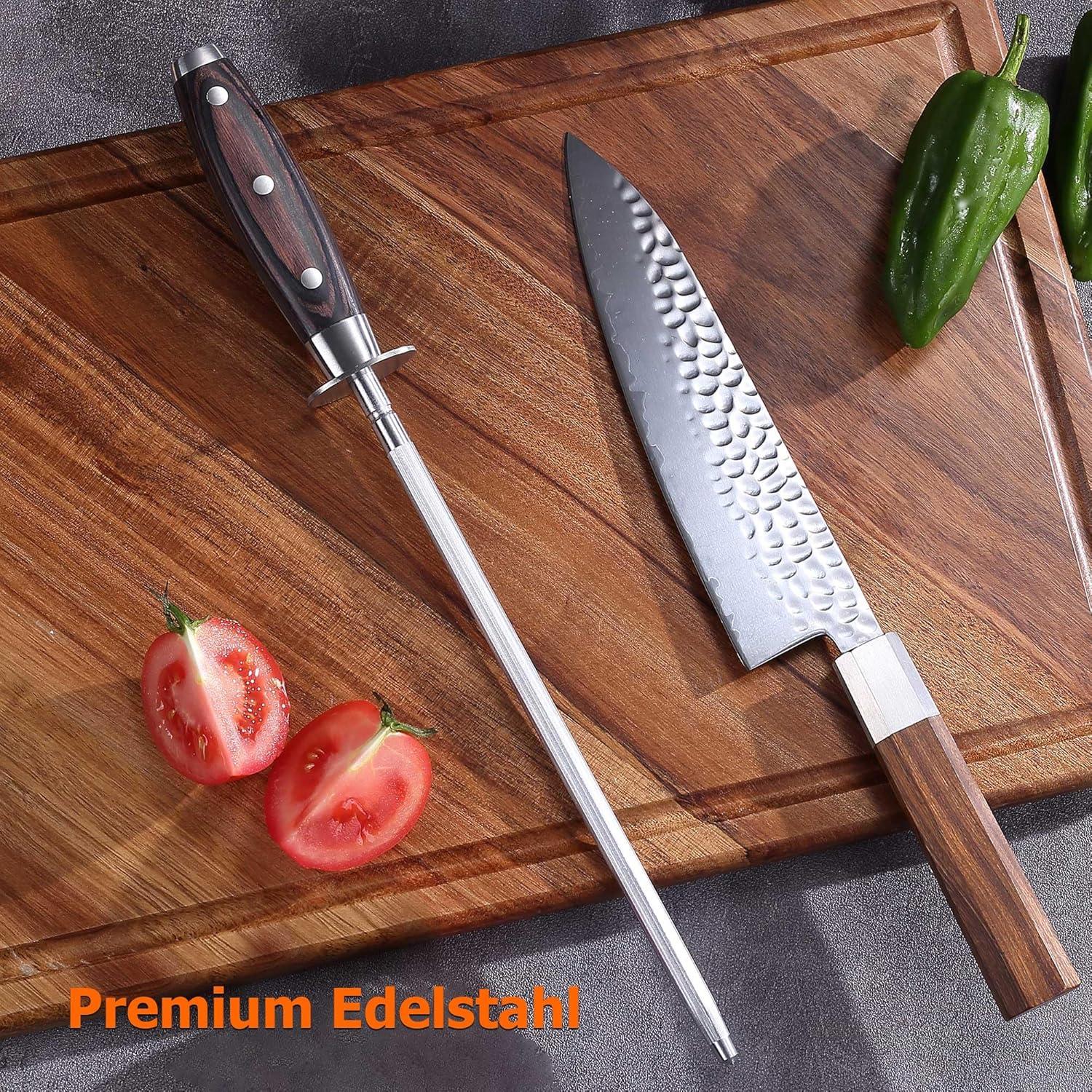 Wetzstahl 25 cm Profi Messerschärfer gehärteter Spezialstahl Holzgriff