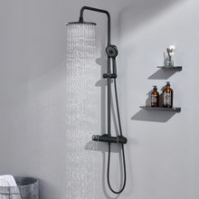 Duschsystem Thermostat Schwarz Höhenverstellbar Regendusche Edelstahl