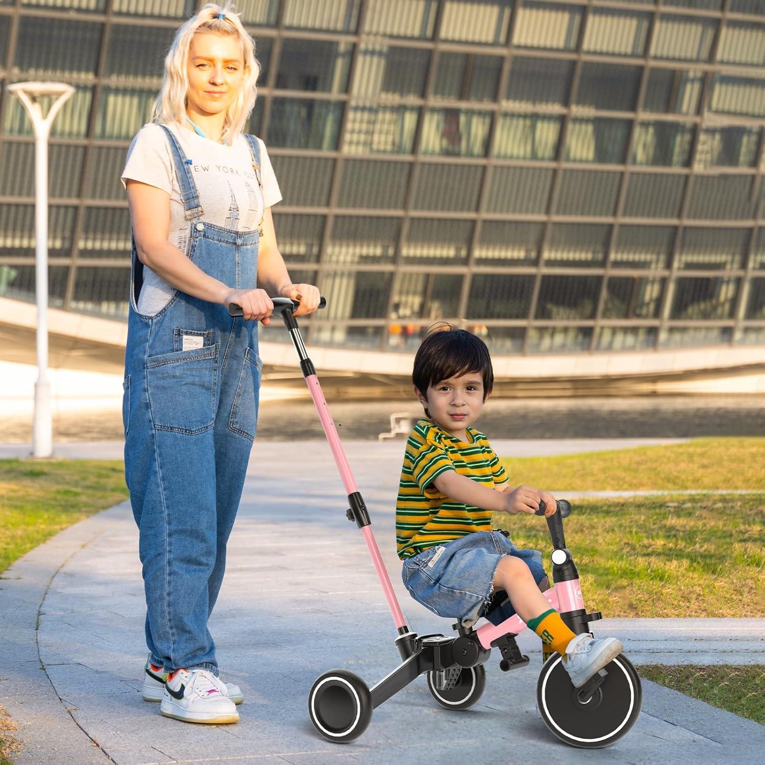 XJD Dreirad Laufrad 5-in-1 Kinder ab 1-4 Jahre Rosa