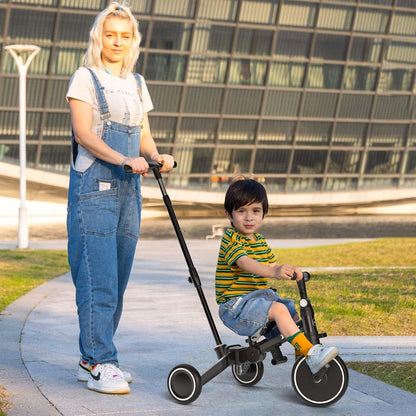 XJD 5 in 1 Dreirad Laufrad mit Schubstange Verstellbarer Sitz Schwarz