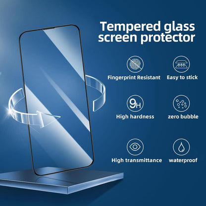 NEW'C iPhone 14 13 Pro 6,1 Zoll Displayschutzglas 3er Pack Schwarz Rand