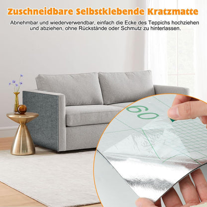 Selbstklebende Kratzmatte für Katzen 200x40cm Grau