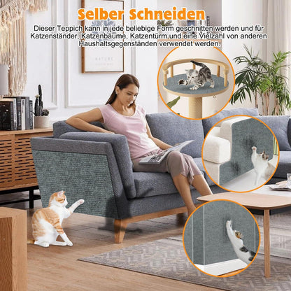 Kratzmatte Katze Selbstklebend Kratzteppich für Katzenkratzbrett 200x40cm Grau