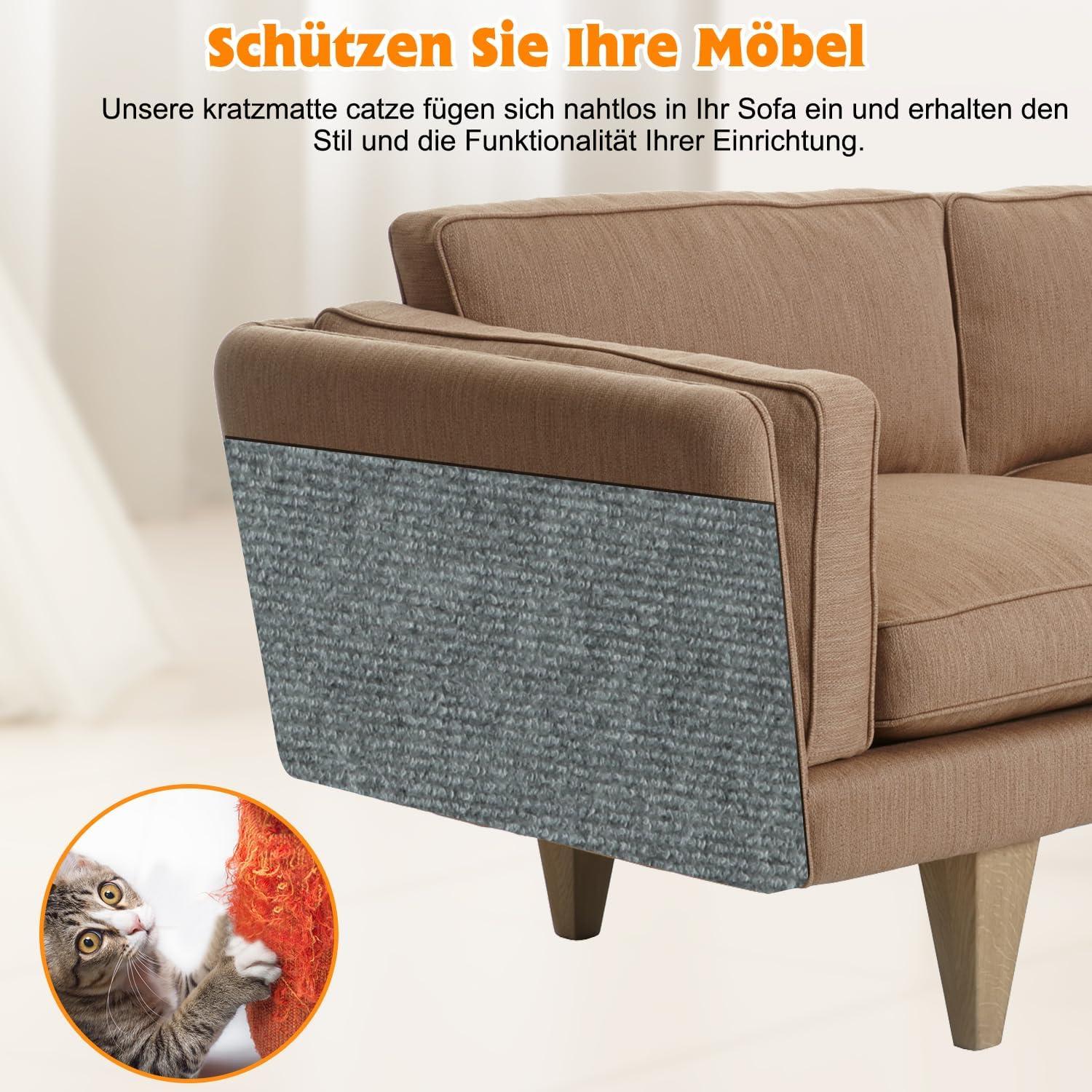 Zuschneidbare Selbstklebend Kratzmatte Katze 200x40 cm Grau