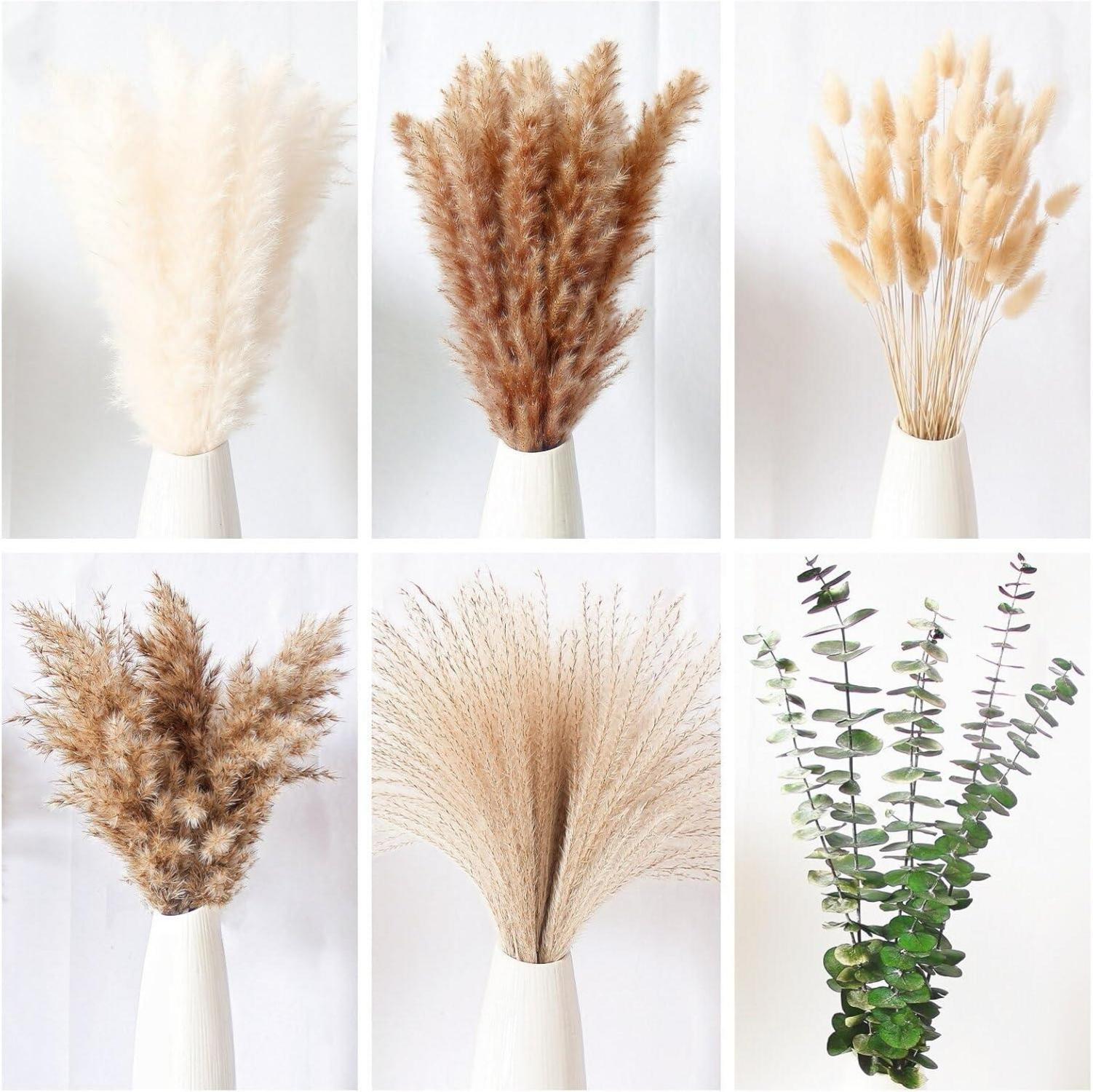 110-teiliges Set getrocknete Pampas & Eukalyptus - Boho-Dekor für