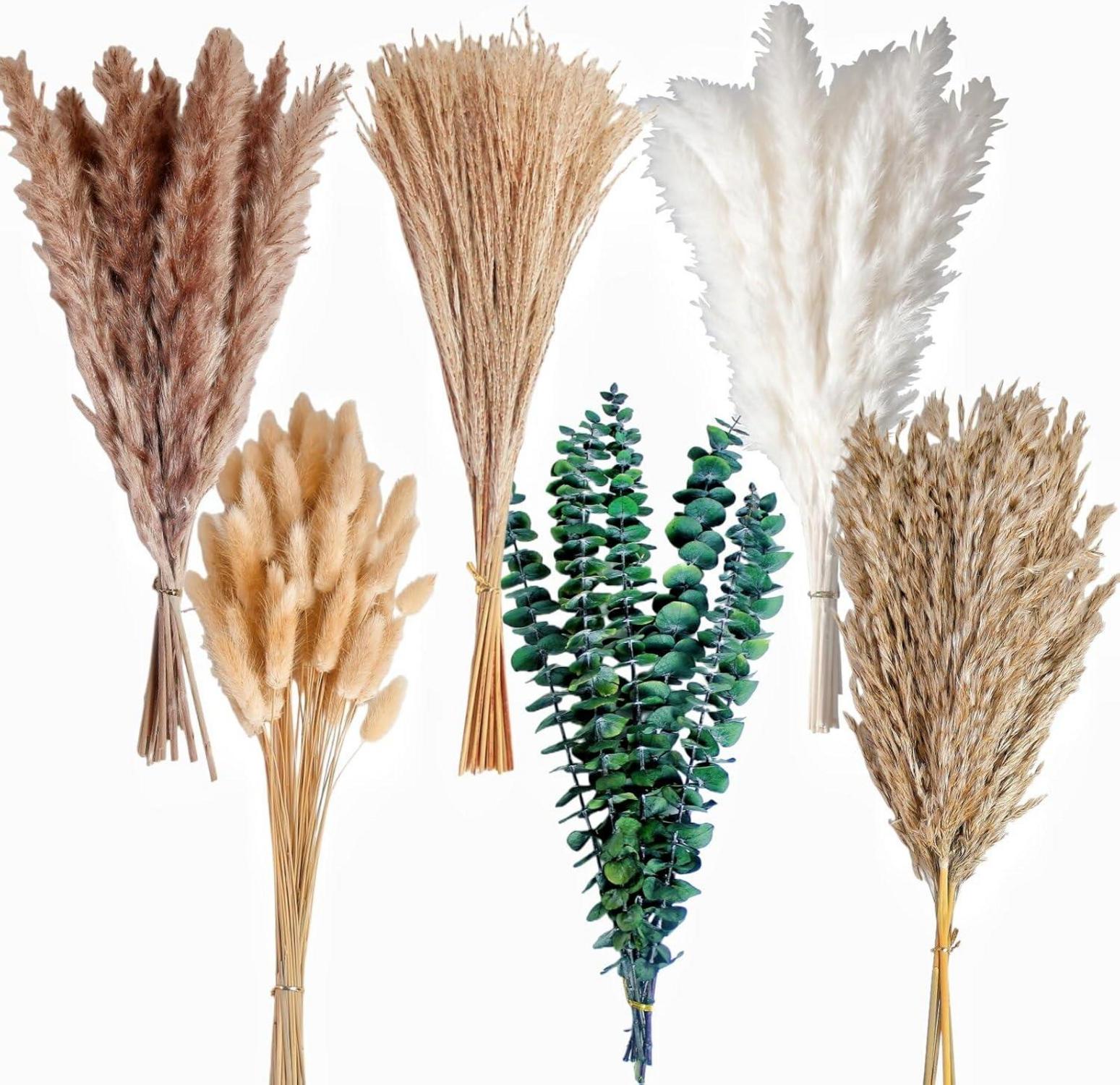 110-teiliges Boho-Pampasgras-Deko-Set, getrocknete Blumen, Eukalyptus - Hochzeiten, Partys