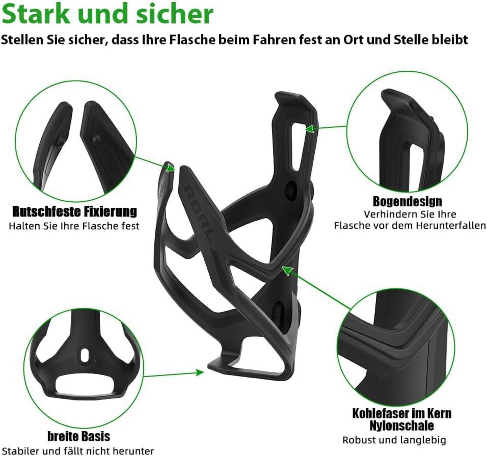 RBRL Kohlefasermaterial Fahrrad Flaschenhalter Leicht Stark MTB Schwarz