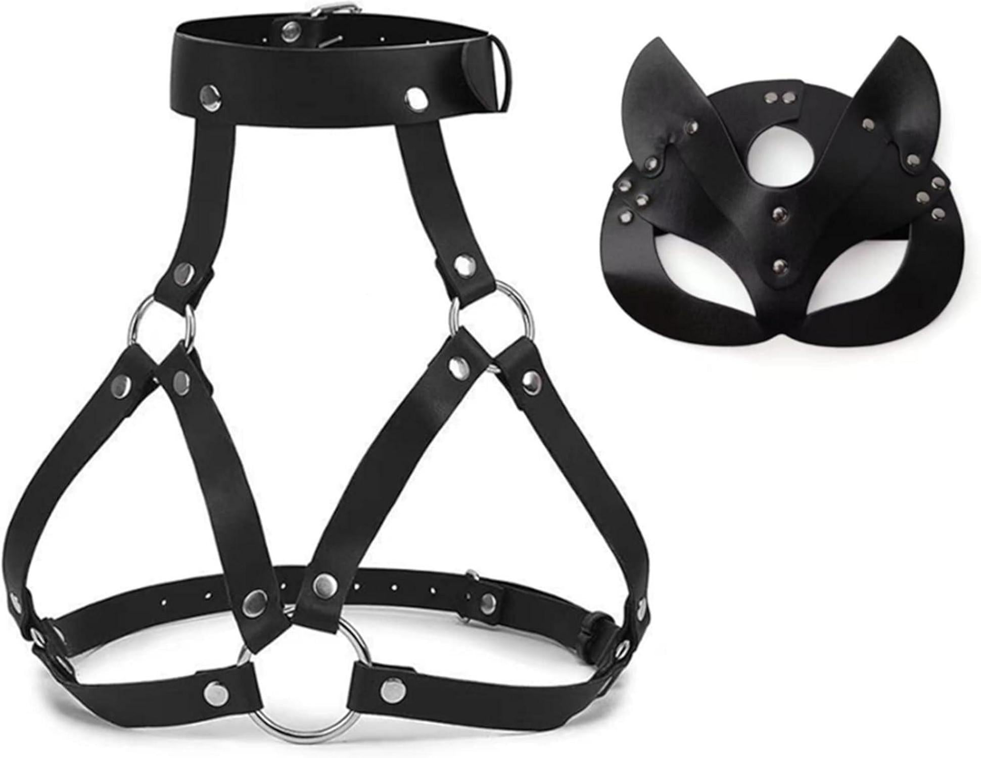 Punk Leder Brust Harness Fuchs Maske Gothic BDSM Spielzeug