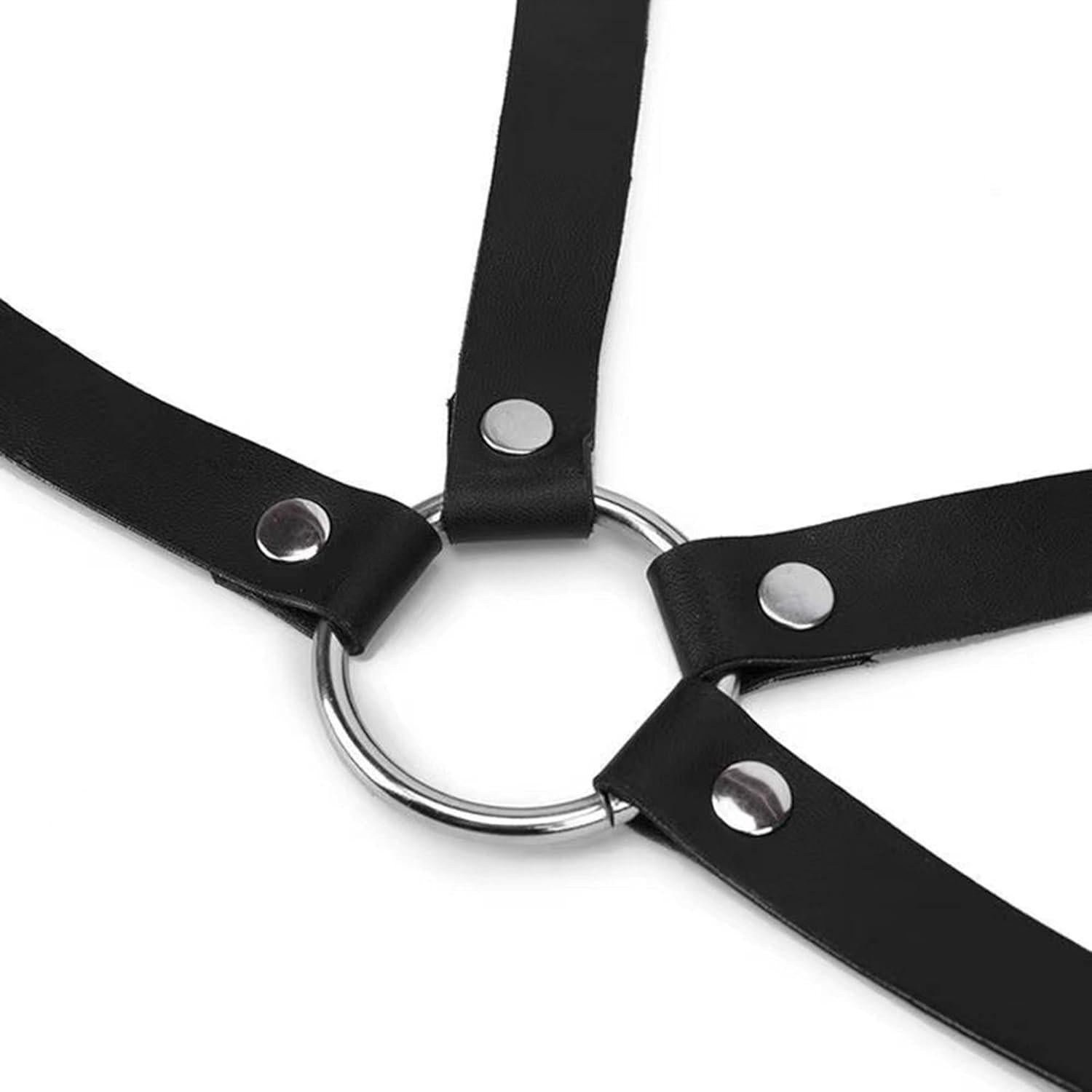 Gothic Damen Punk Leder Body Brust Harness Fuchs Maske BDSM Cosplay Bondage