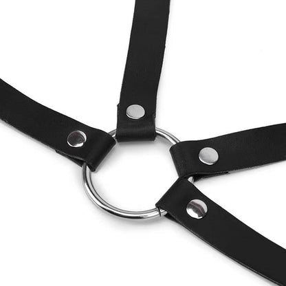 Gothic Damen Punk Leder Body Brust Harness Fuchs Maske BDSM Cosplay Bondage