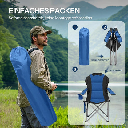 Campingstuhl klappbar blau schwarz Angelstuhl 600D Oxford Gartenstuhl