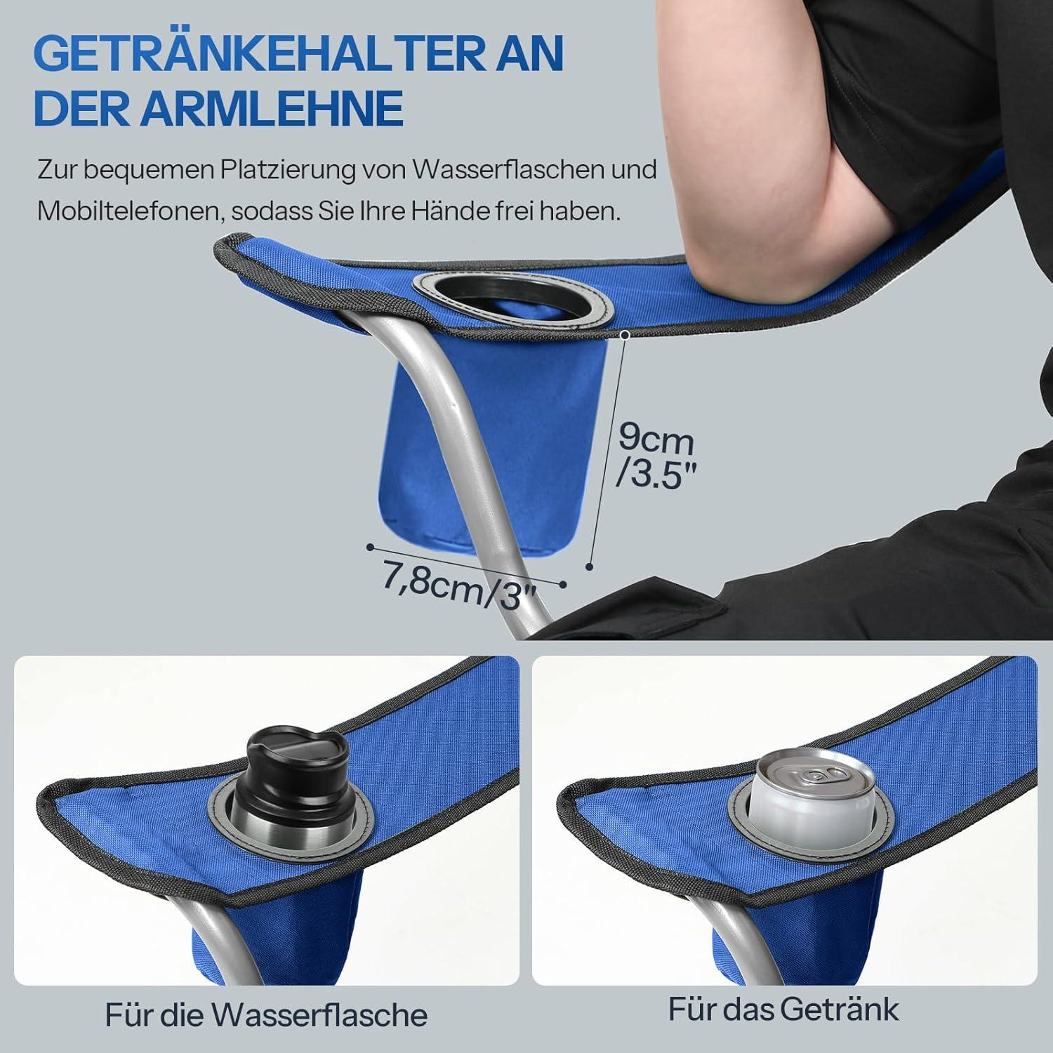 Faltbarer Campingstuhl klappbar Campingsessel Angelstuhl Gartenstuhl Blau