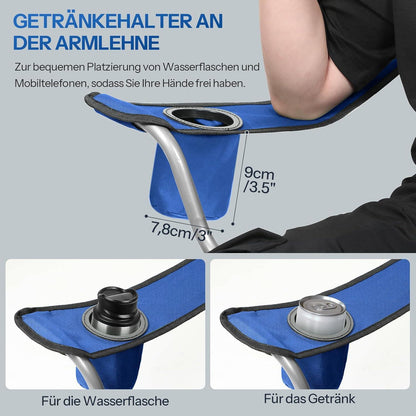 Faltbarer Campingstuhl klappbar Campingsessel Angelstuhl Gartenstuhl Blau