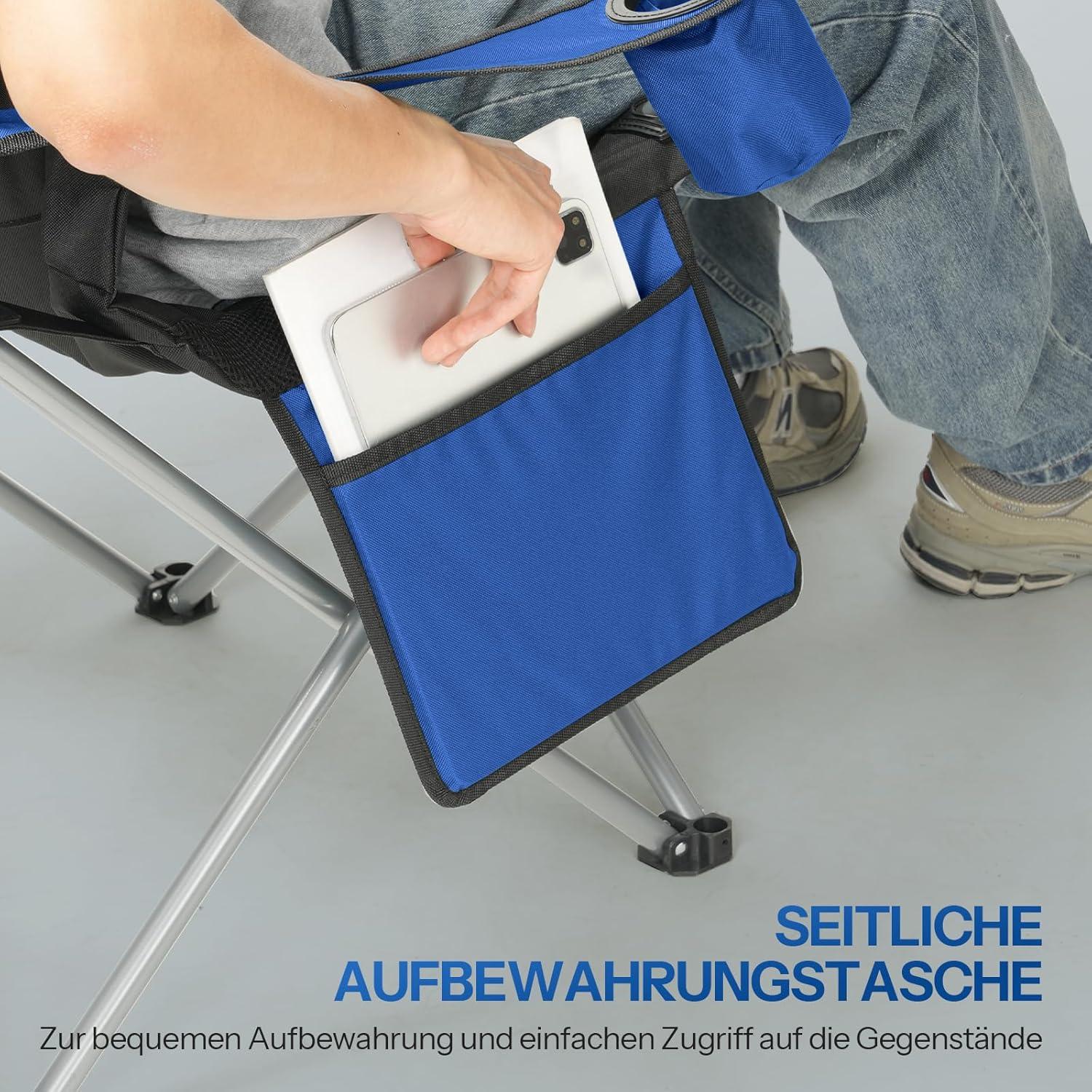 Campingstuhl klappbar blau schwarz Angelstuhl 600D Oxford Gartenstuhl