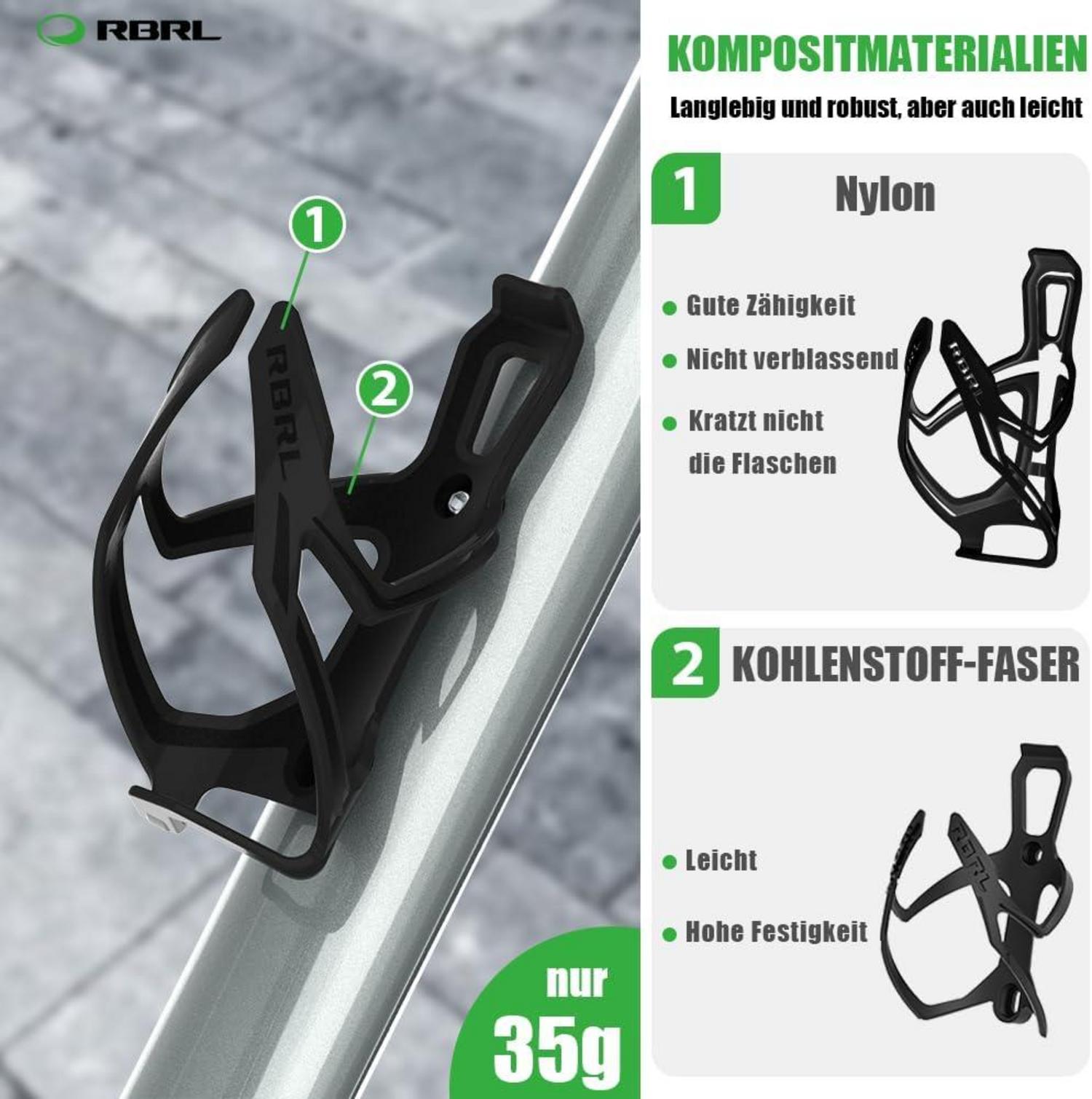 Fahrrad Flaschenhalter Getränkehalter Kohlefaser Schwarz Rennrad Mountainbike