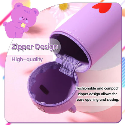 Kawaii Federmäppchen Weichem Silikon Schlampermäppchen Stifteköcher Lila