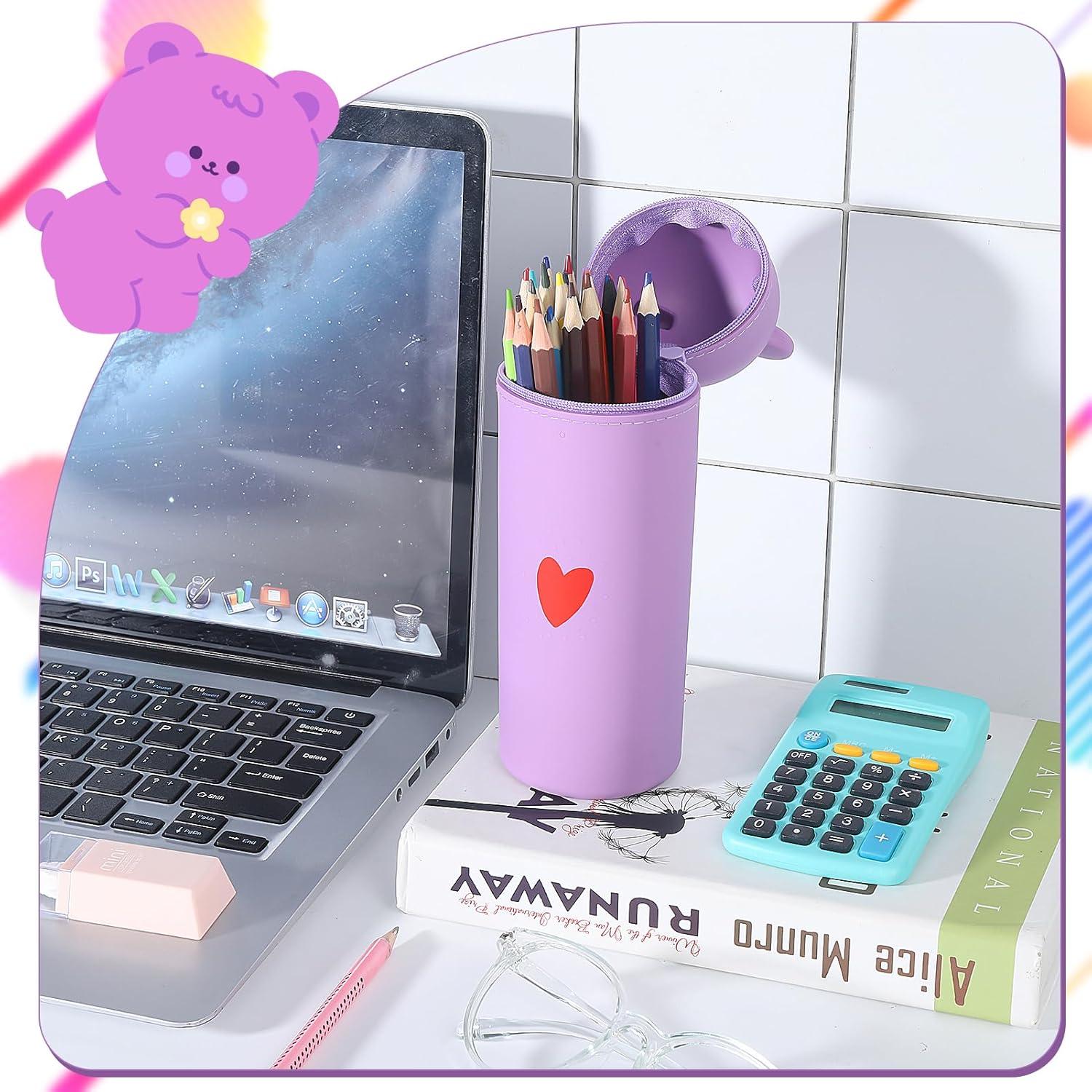 Niedliches Kawaii Federmäppchen aus Silikon Schlampermäppchen Stifteköcher 2in1