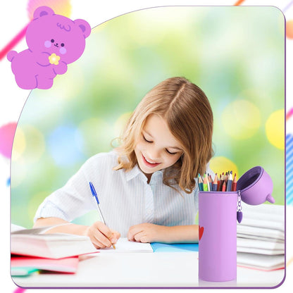 Kawaii Silikon Federmäppchen 2 in 1 Stifthalter Lila