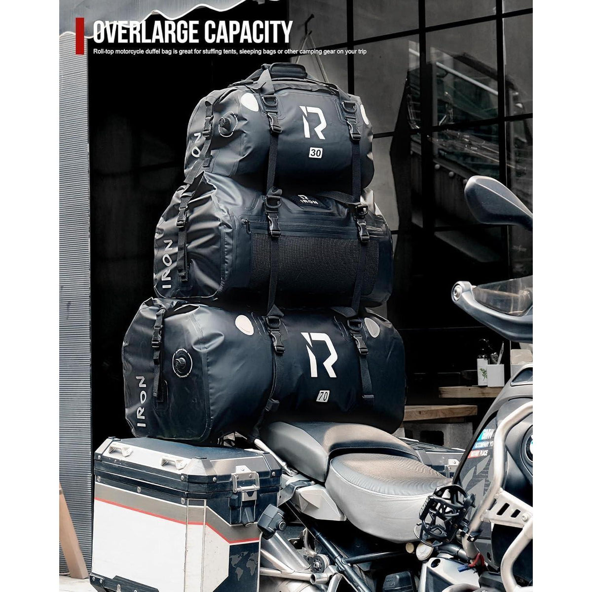 Wasserdichte Motorrad Gepäckrolle 30L – Braun