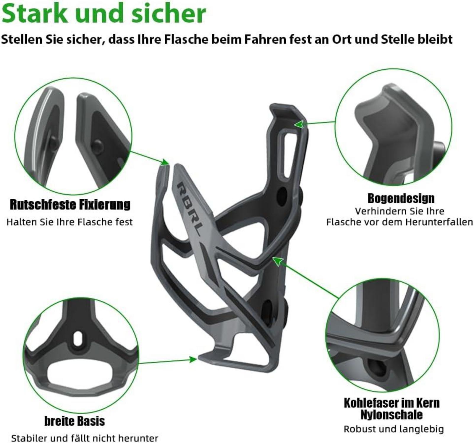 RBRL Kohlefaser Flaschenhalter Fahrrad Getränkehalter MTB Rennrad Grau