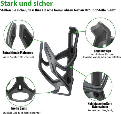 RBRL Kohlefaser Flaschenhalter Fahrrad Getränkehalter MTB Rennrad Grau
