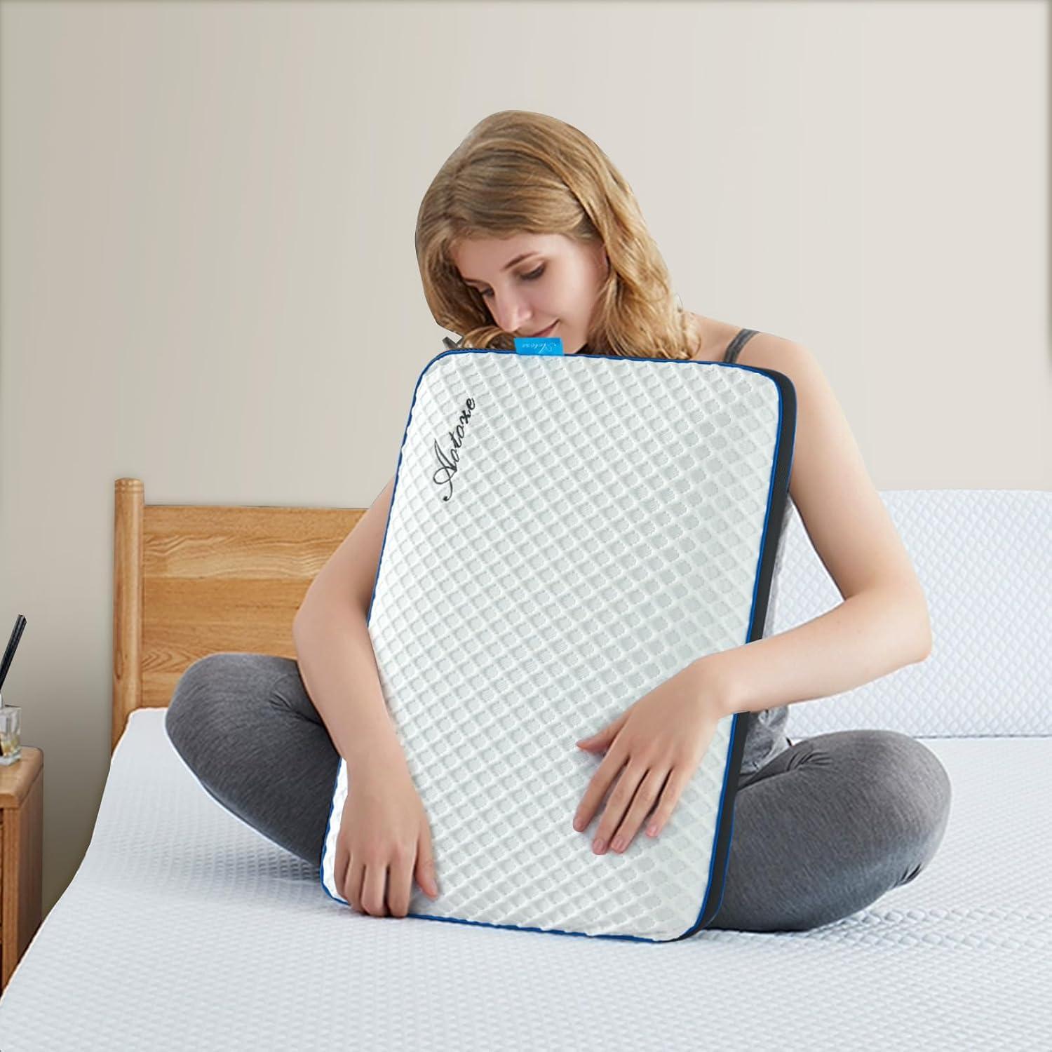 AOTOZE Visco Memory Foam Nackenkissen Flach Gel 60x40x8cm