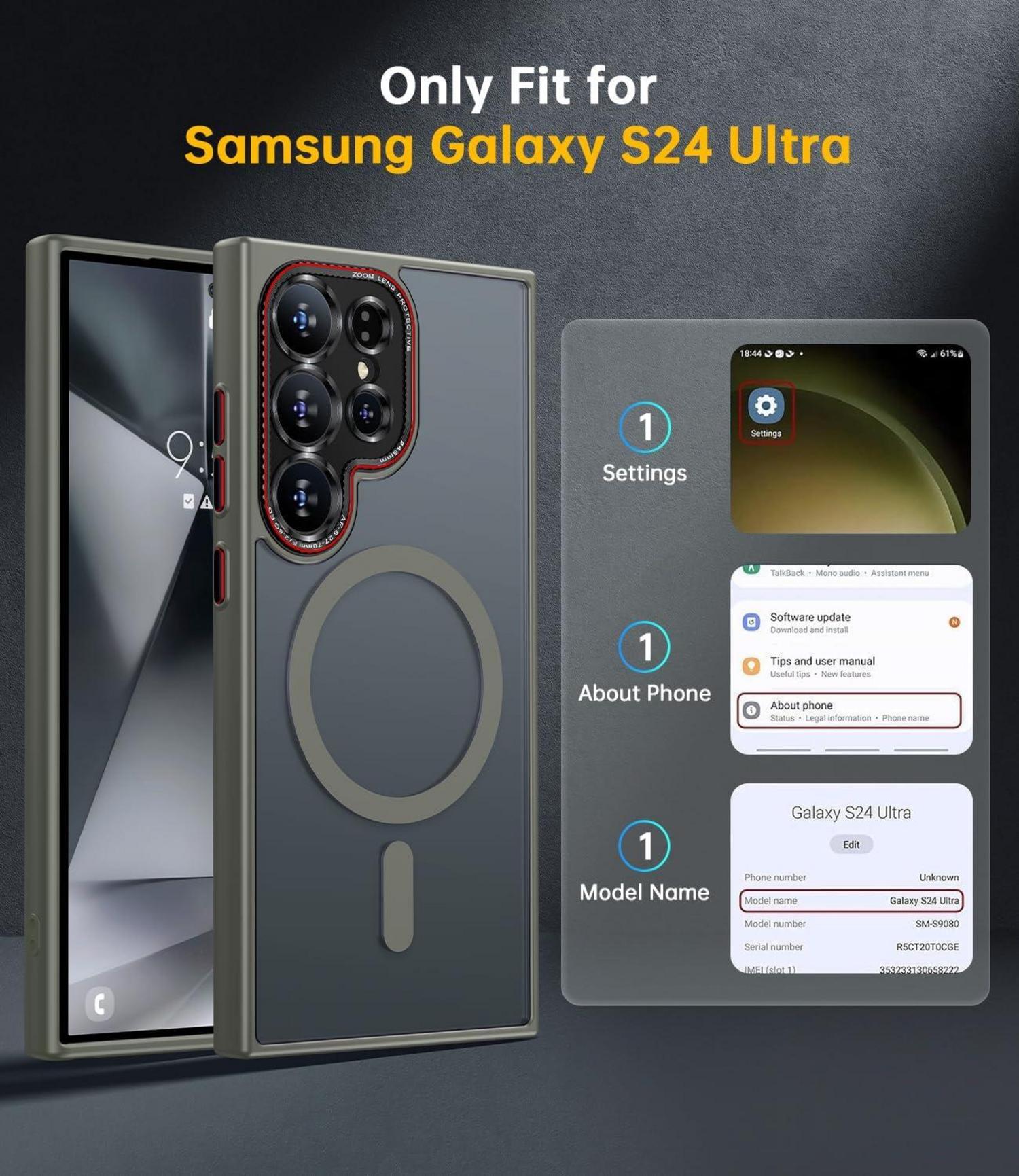 Samsung Galaxy S24 Ultra Hülle mit MagSafe und integriertem Kameraschutz