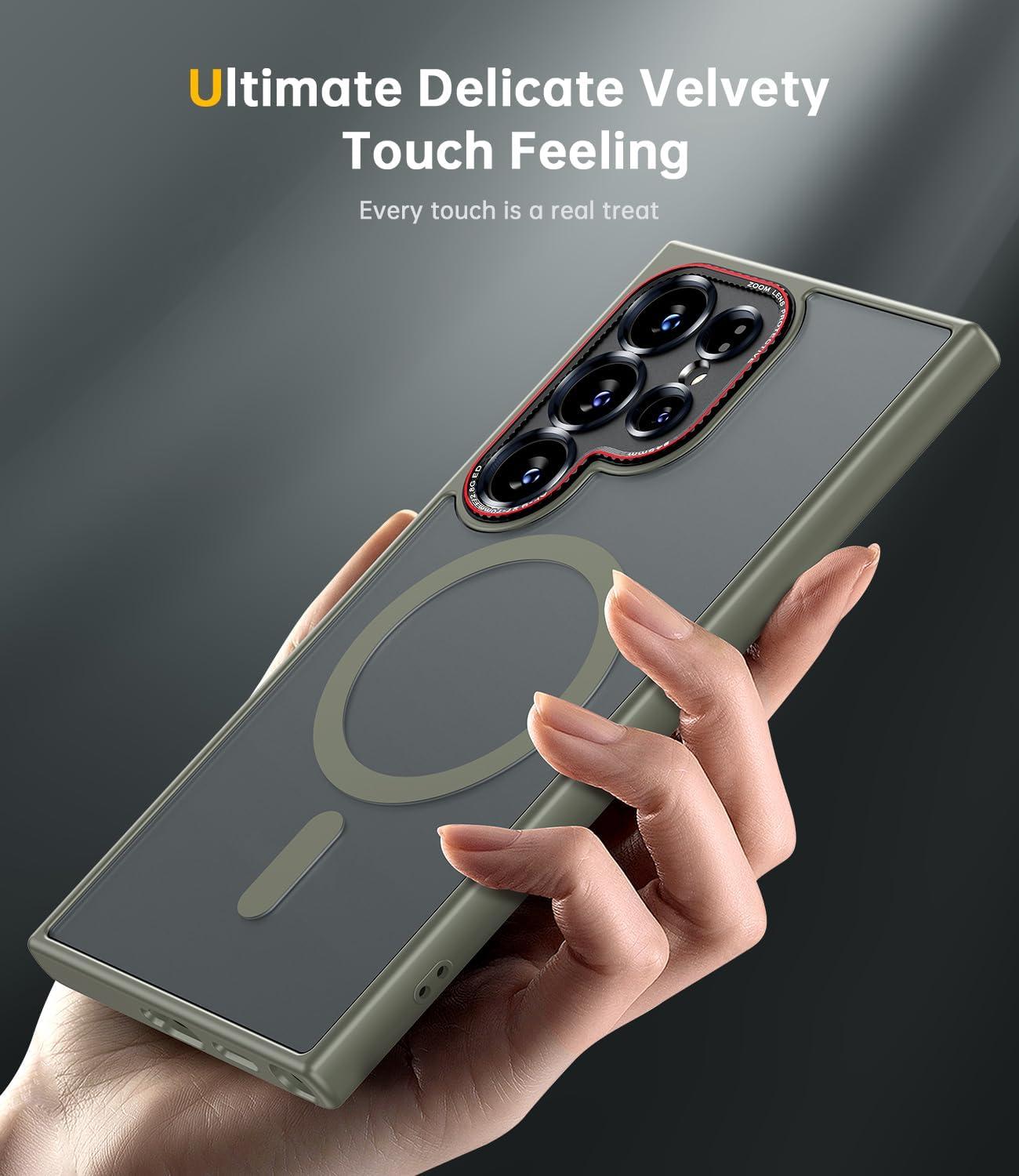 Handyhülle Samsung Galaxy S24 Ultra Magnet Integrierter Kameraschutz Stoßfest Titan Natur