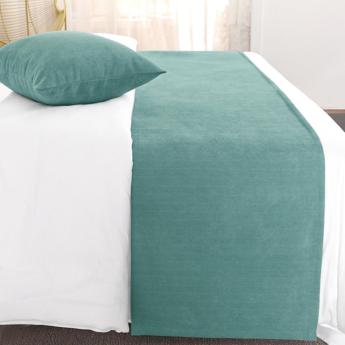 Bettläufer Chenille Blau-Grün 180x50cm Modern Style