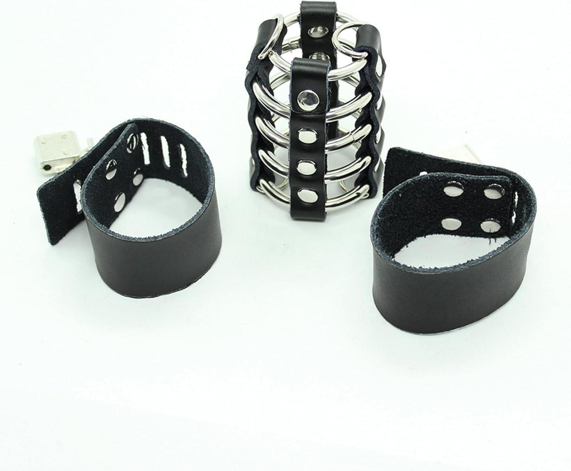 Leder Keuschheitsgürtel für Herren Peniskäfig SM Cock Cage Bondage
