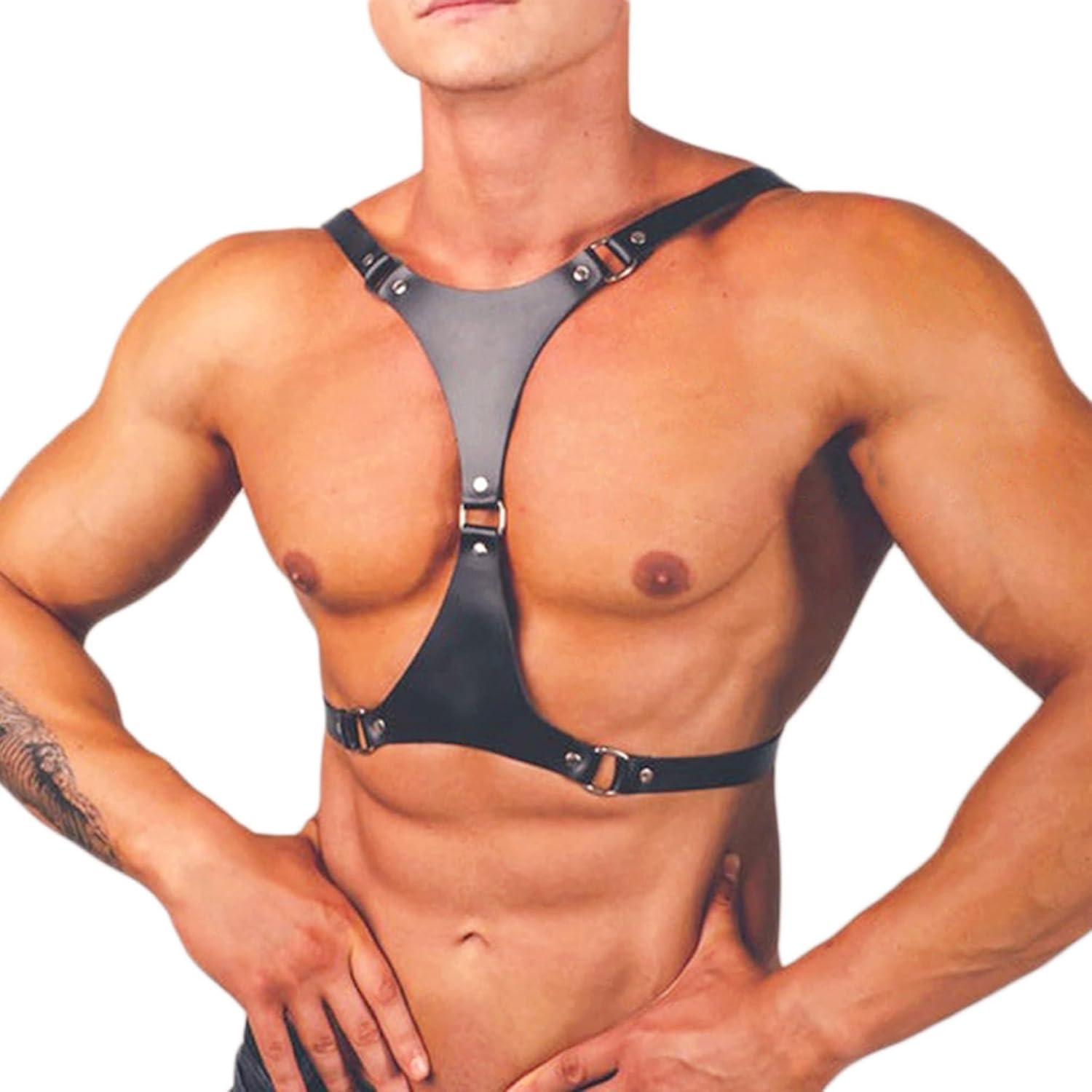 Herren Leder Body Brust Harness Punk Gothic Fetisch Kostüm for Männer