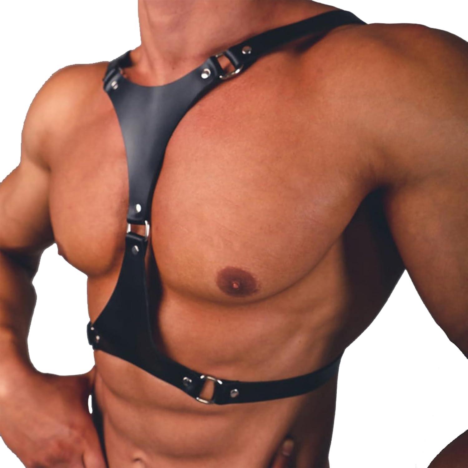 Herren Leder Brust Harness Punk Gothic Fetish Cosplay Party