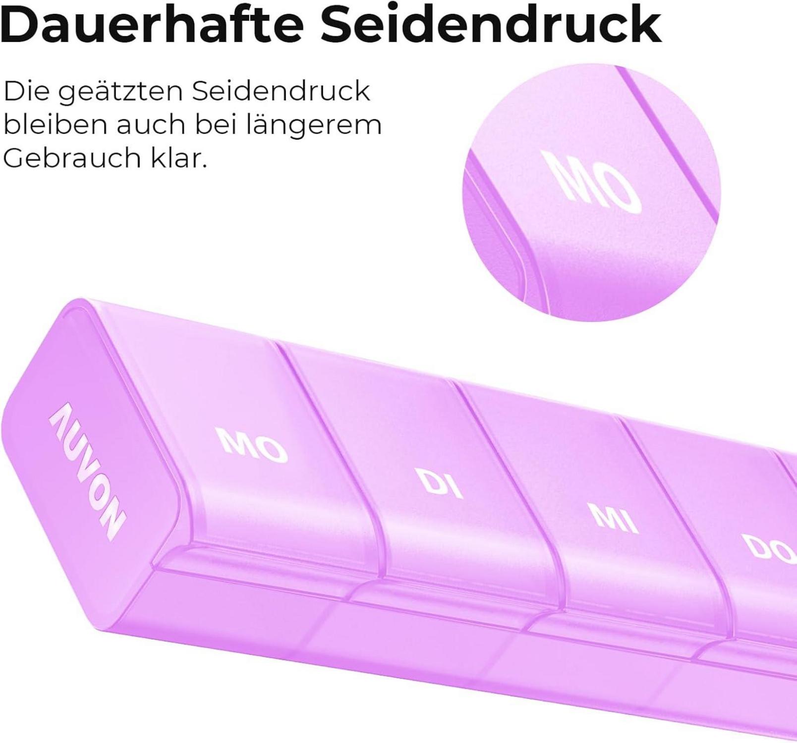 Wöchentliche Tablettenbox mit offenem Design - Lila