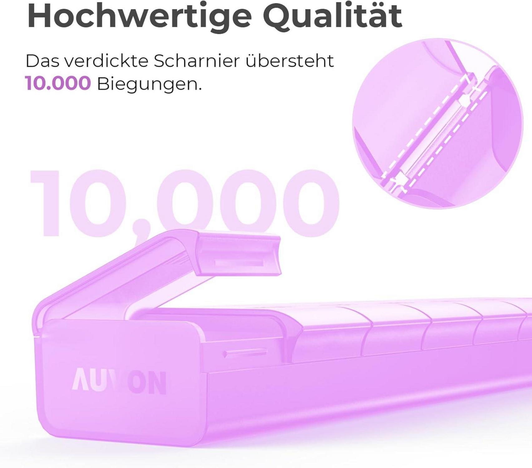 Tablettenbox 7 Tage Pillendose Deutsch verbessertes Design Violett