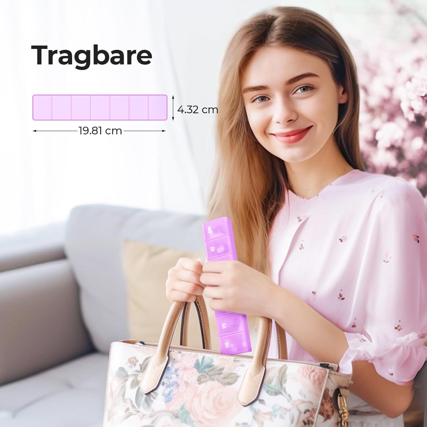 Tablettenbox 7 Tage Pillendose Medikamentenbox BPA-frei Violett