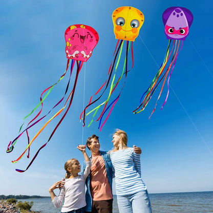 Pack of 3 Cartoon Octopus Kites for Kids and Adults - Easy